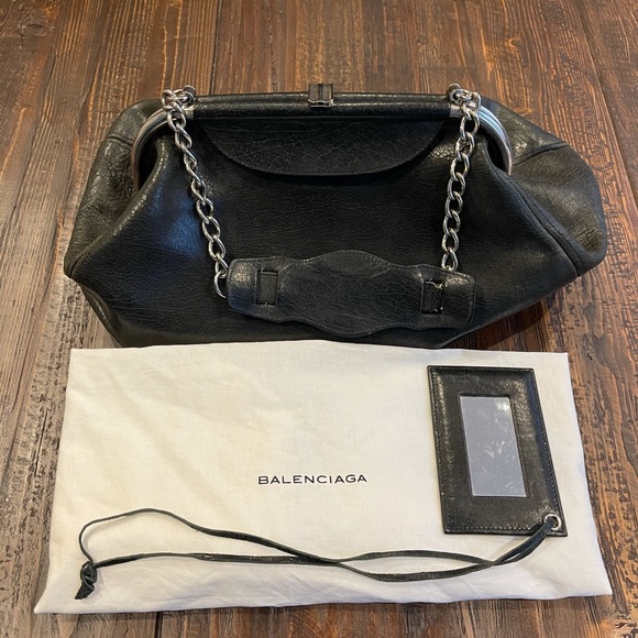 Balenciaga Bag - Black Leather with Chain - Picture 9 of 16